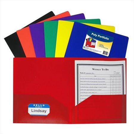 C-LINE PRODUCTS C-Line Products 33950BNDL18EA Two-Pocket Heavyweight Poly Portfolio Folder  Primary Colors - Color May Vary - Set of 18 Folders 33950BNDL18EA
